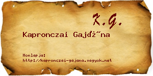Kapronczai Gajána névjegykártya