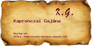 Kapronczai Gajána névjegykártya